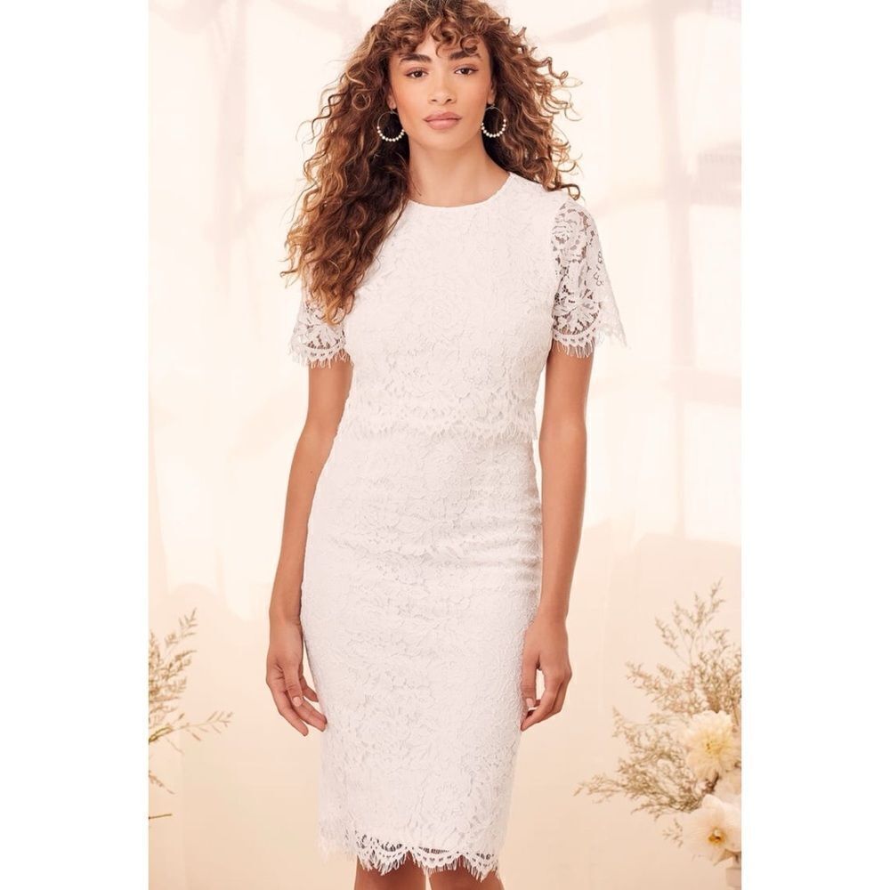 Lulu's White Lace Midi Dress